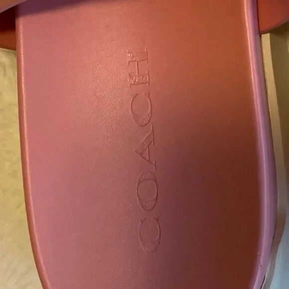 COACH Bubblegum Leather 2 Strap Slide Sandals - Picture 5 of 8